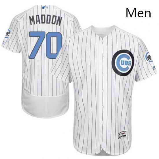 Mens Majestic Chicago Cubs 70 Joe Maddon Authentic White 2016 Fathers Day Fashion Flex Base MLB Jersey